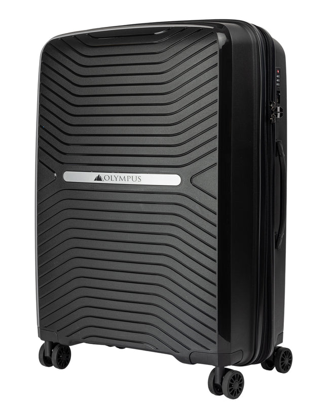 Olympus 3PC Astra Luggage Set Hard Shell Suitcase - Obsidian Black