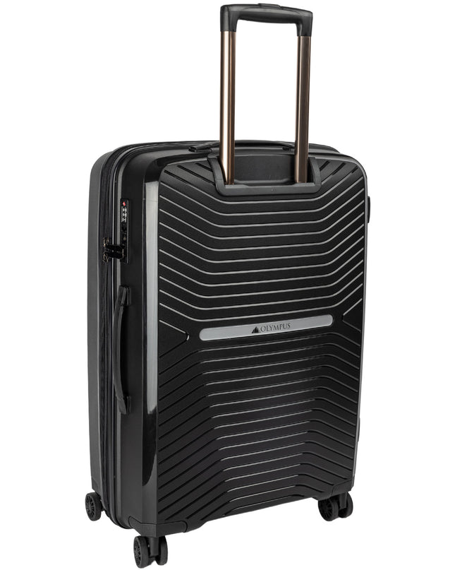 Olympus 3PC Astra Luggage Set Hard Shell Suitcase - Obsidian Black
