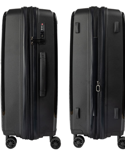 Olympus 3PC Astra Luggage Set Hard Shell Suitcase - Obsidian Black