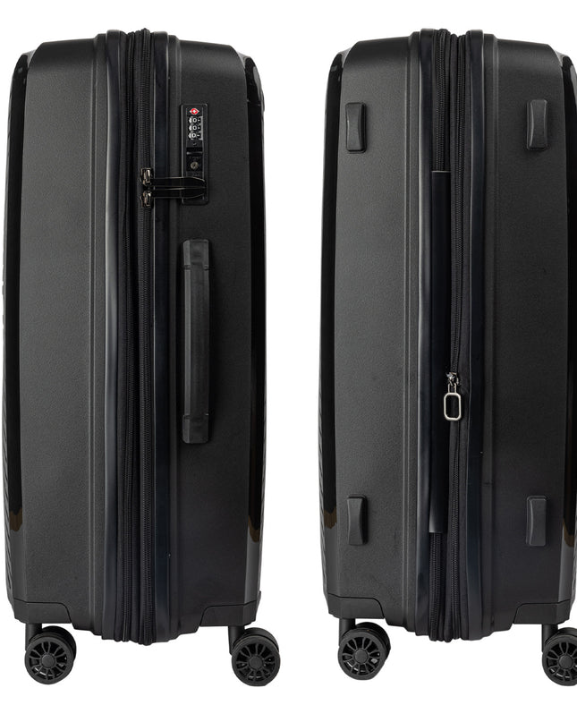 Olympus 3PC Astra Luggage Set Hard Shell Suitcase - Obsidian Black