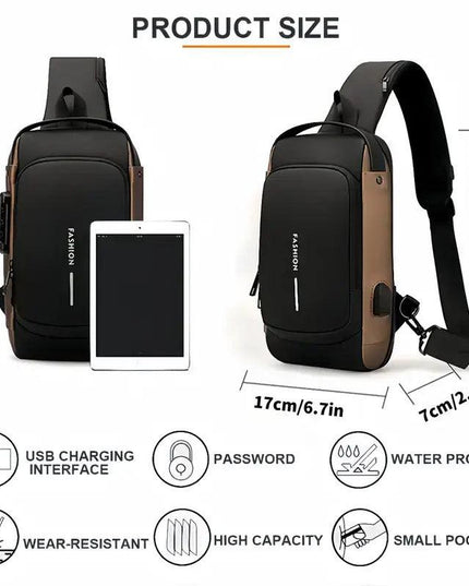 Multi-Function Password Lock Shoulder Bag Anti-Theft Crossbody Sling Bag Travel