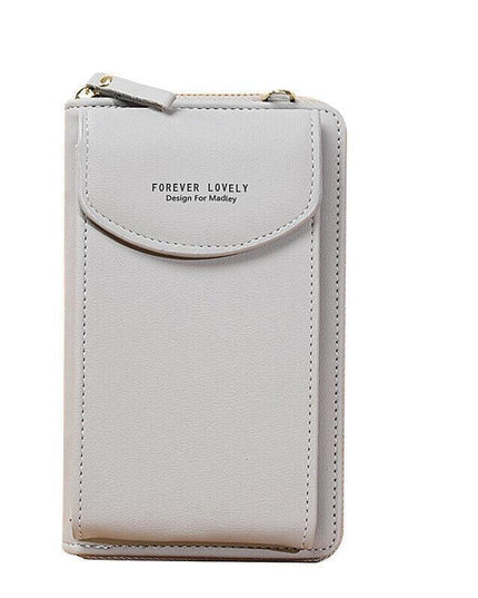 Women Pouch Bag Mobile Phone Bag Pu Leather Crossbody Purse Wallet Shoulder Bag - Grey