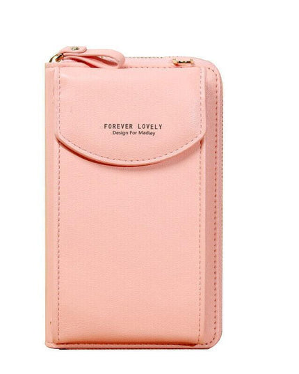 Women Pouch Bag Mobile Phone Bag Pu Leather Crossbody Purse Wallet Shoulder Bag - Grey