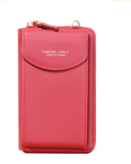 Women Pouch Bag Mobile Phone Bag Pu Leather Crossbody Purse Wallet Shoulder Bag - Grey