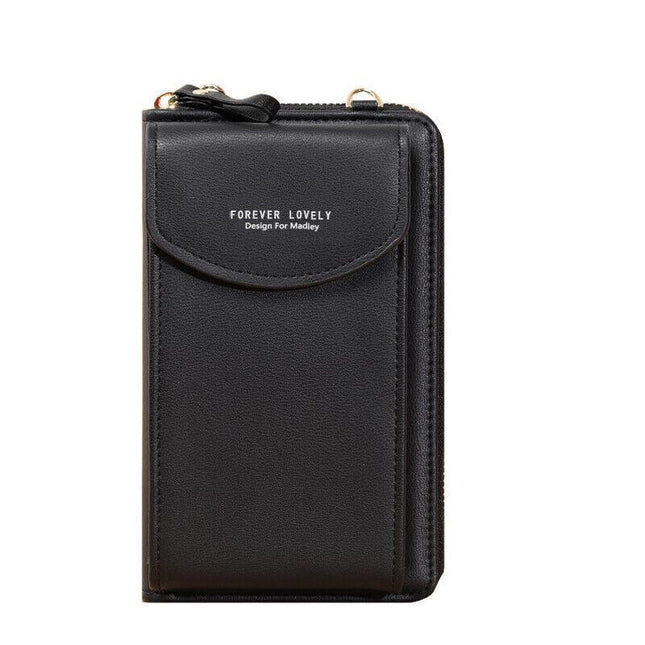 Women Pouch Bag Mobile Phone Bag Pu Leather Crossbody Purse Wallet Shoulder Bag - Light Purple