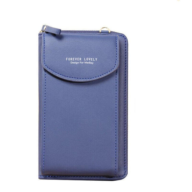 Women Pouch Bag Mobile Phone Bag Pu Leather Crossbody Purse Wallet Shoulder Bag - Light Purple