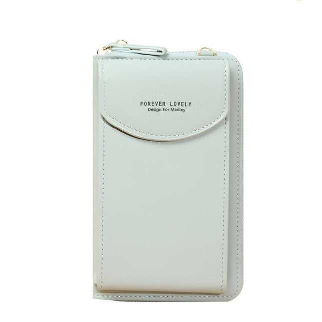 Women Pouch Bag Mobile Phone Bag Pu Leather Crossbody Purse Wallet Shoulder Bag - Light Purple
