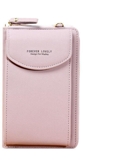 Women Pouch Bag Mobile Phone Bag Pu Leather Crossbody Purse Wallet Shoulder Bag - Light Purple