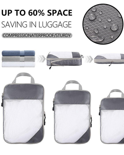 6pcs Mesh Visible Travel Storage Set Waterproof Nylon Compressible Storage Bags - Sky Blue