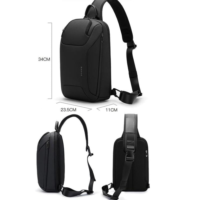 Men Chest Bag Business Shoulder Crossbody Bag - Black