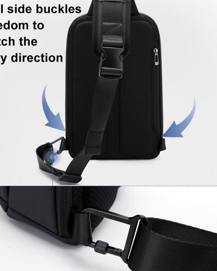 Men Chest Bag Business Shoulder Crossbody Bag - Black
