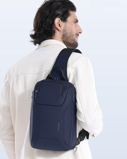 Men Chest Bag Business Shoulder Crossbody Bag - Black