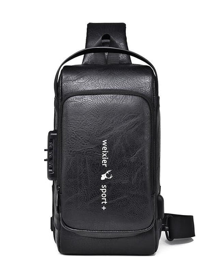Waterproof Anti Theft Crossbody Backpack For Men - Black