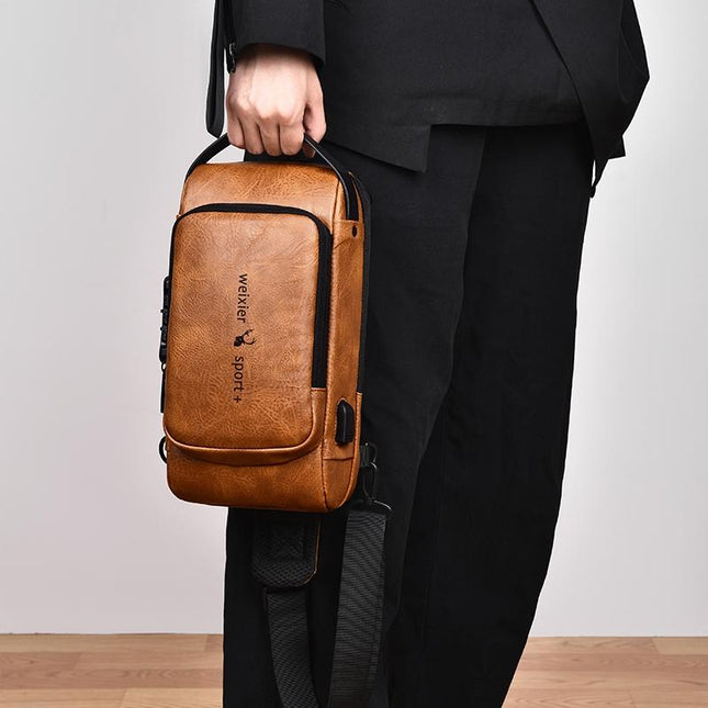 Waterproof Anti Theft Crossbody Backpack For Men - Black