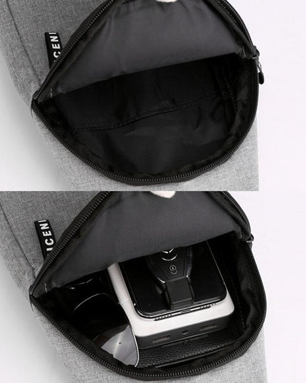 Canvas Crossbody Chest Bag For Men - Black