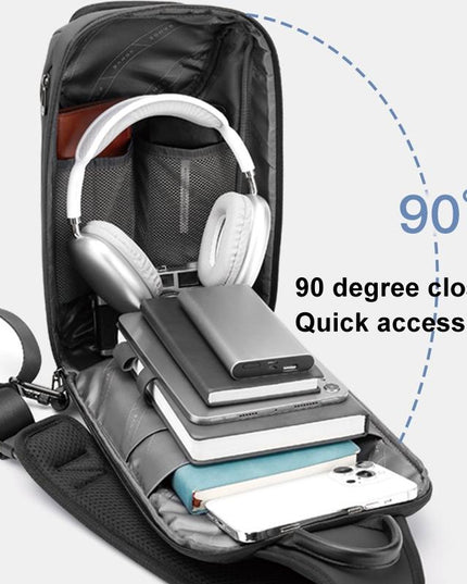 Men Chest Bag Business Shoulder Crossbody Bag - Blue