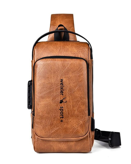 Waterproof Anti Theft Crossbody Backpack For Men - Light Brown