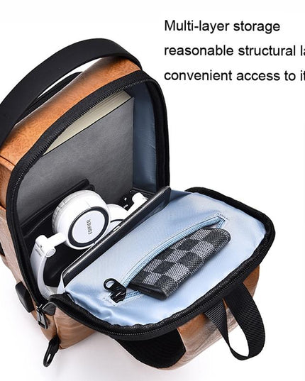 Waterproof Anti Theft Crossbody Backpack For Men - Light Brown