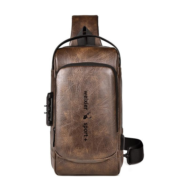 Waterproof Anti Theft Crossbody Backpack For Men - Light Brown