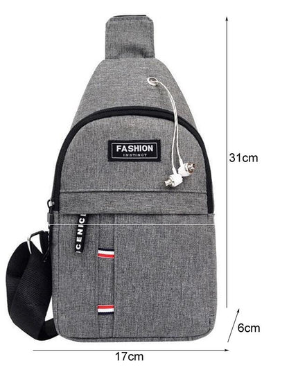 Canvas Crossbody Chest Bag For Men - Grey
