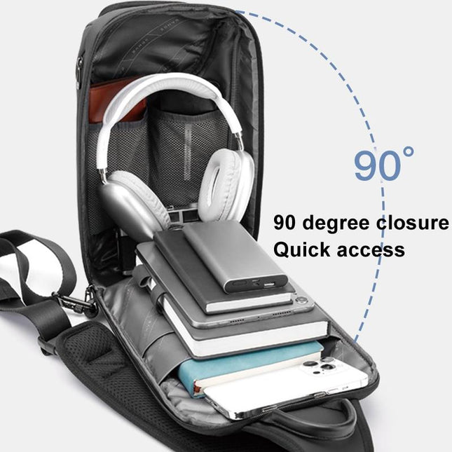 Men Chest Bag Business Shoulder Crossbody Bag - Grey