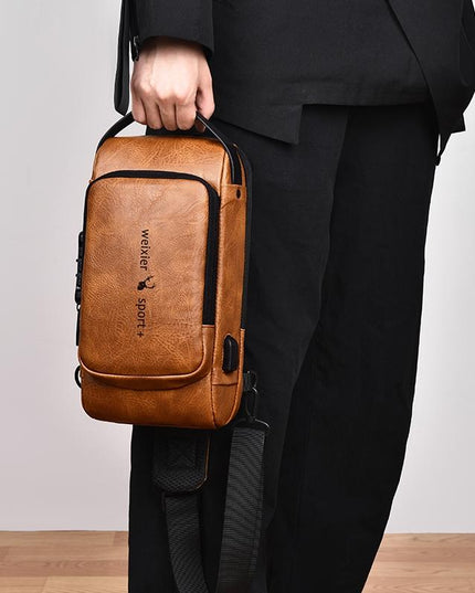 Waterproof Anti Theft Crossbody Backpack For Men - Dark Brown