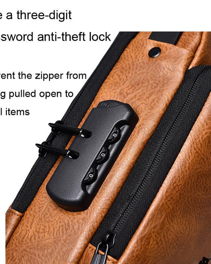 Waterproof Anti Theft Crossbody Backpack For Men - Dark Brown