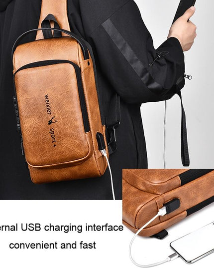 Waterproof Anti Theft Crossbody Backpack For Men - Dark Brown