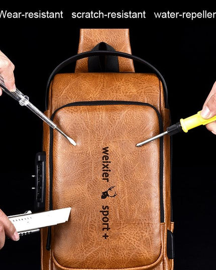 Waterproof Anti Theft Crossbody Backpack For Men - Dark Brown