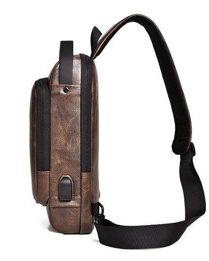 Waterproof Anti Theft Crossbody Backpack For Men - Dark Brown