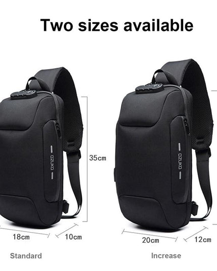 Anti Theft Men Waterproof Crossbody Bag With USB Port - Red