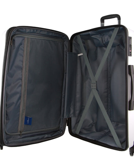 Pierre Cardin Inspired Milleni Checked Luggage Bag Travel Carry On Suitcase 75cm (124L) - White
