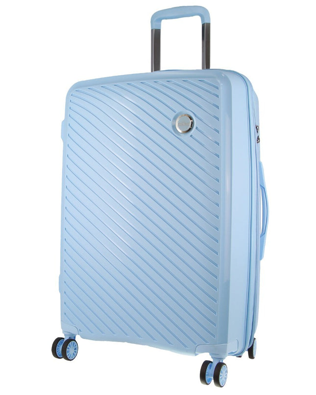 Pierre Cardin Inspired Milleni Checked Luggage Bag Travel Carry On Suitcase 65cm (82.5L) - Blue