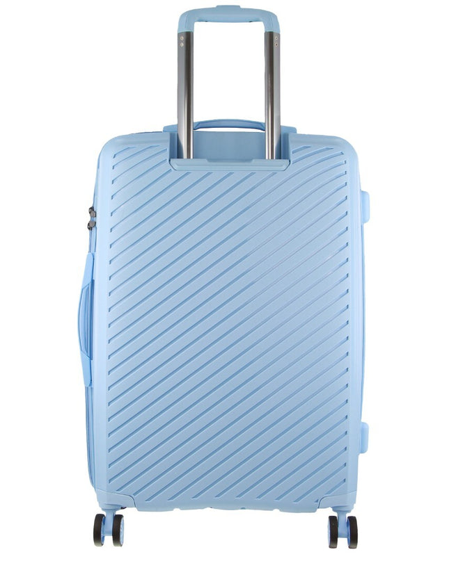 Pierre Cardin Inspired Milleni Checked Luggage Bag Travel Carry On Suitcase 65cm (82.5L) - Blue