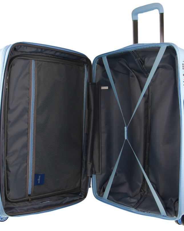 Pierre Cardin Inspired Milleni Checked Luggage Bag Travel Carry On Suitcase 65cm (82.5L) - Blue