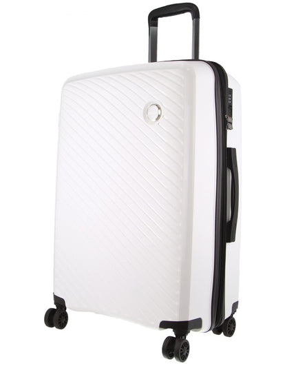 Pierre Cardin Inspired Milleni Checked Luggage Bag Travel Carry On Suitcase 65cm (82.5L) - White