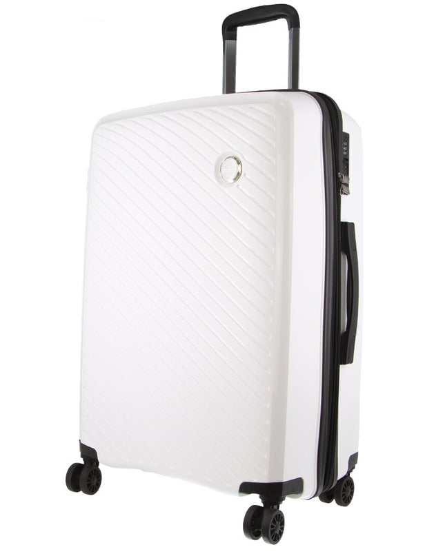 Pierre Cardin Inspired Milleni Checked Luggage Bag Travel Carry On Suitcase 65cm (82.5L) - White