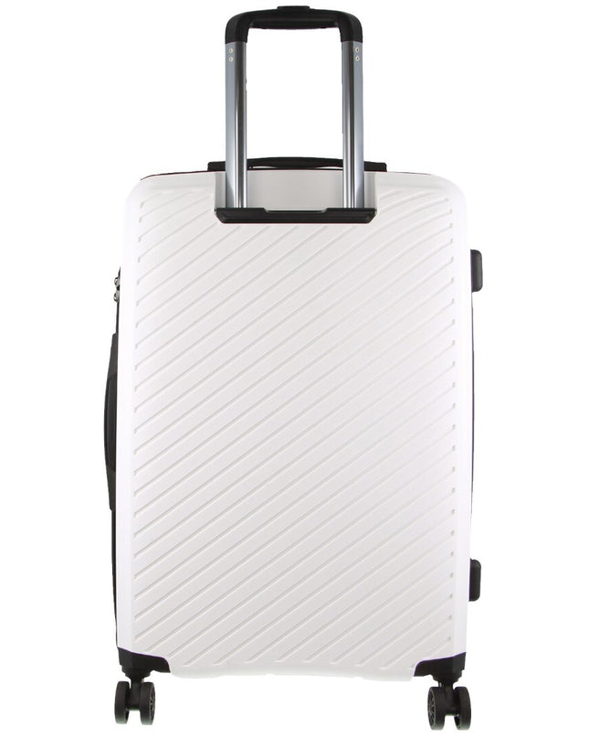 Pierre Cardin Inspired Milleni Checked Luggage Bag Travel Carry On Suitcase 65cm (82.5L) - White