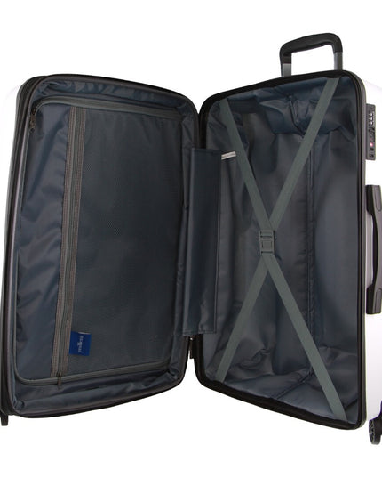 Pierre Cardin Inspired Milleni Checked Luggage Bag Travel Carry On Suitcase 65cm (82.5L) - White