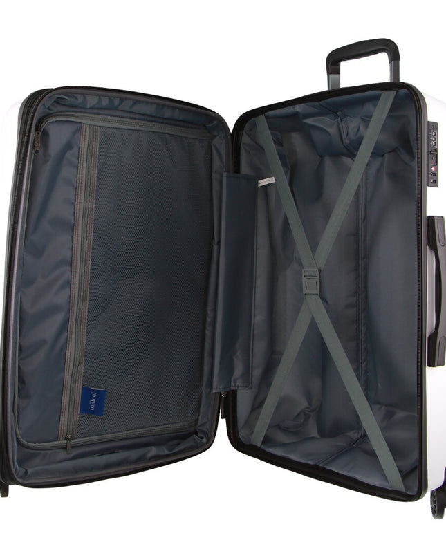 Pierre Cardin Inspired Milleni Checked Luggage Bag Travel Carry On Suitcase 65cm (82.5L) - White
