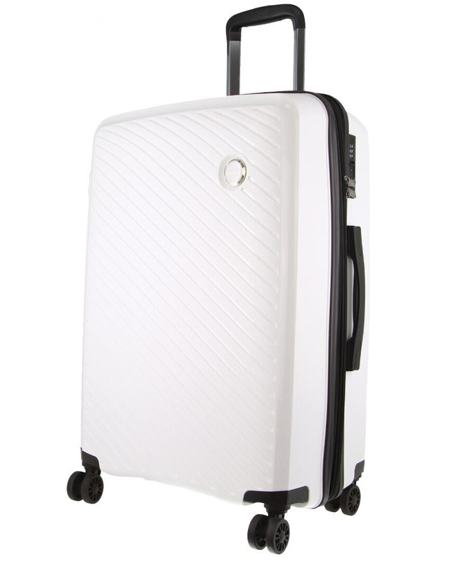 Monaco Checked Luggage Bag Travel Carry On Suitcase 65cm (82.5L) - White