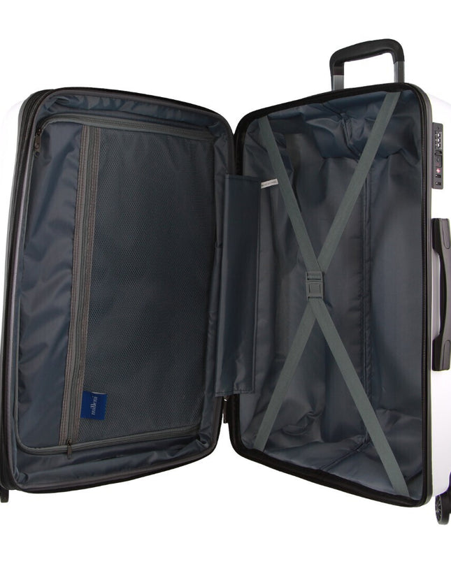 Monaco Checked Luggage Bag Travel Carry On Suitcase 65cm (82.5L) - White