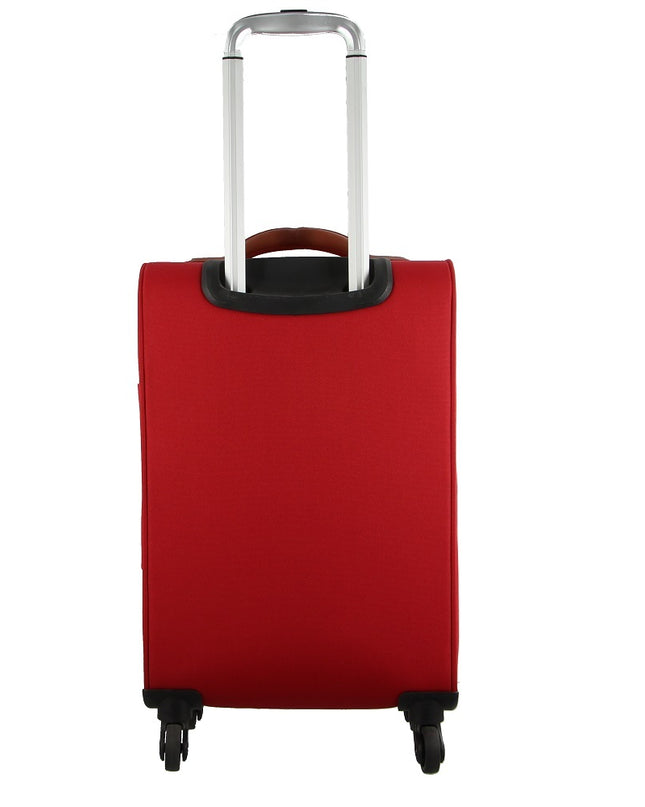 Pierre Cardin 40L Cabin Soft-Shell Suitcase Travel Luggage Bag 4-Wheel Case - Red