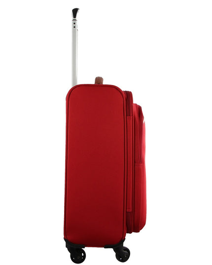 Pierre Cardin 40L Cabin Soft-Shell Suitcase Travel Luggage Bag 4-Wheel Case - Red