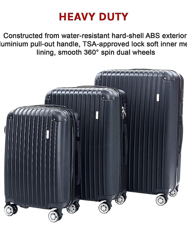 Delegate Suitcases Luggage Set 20" 24" 28"Carry On Trolley TSA Travel Bag