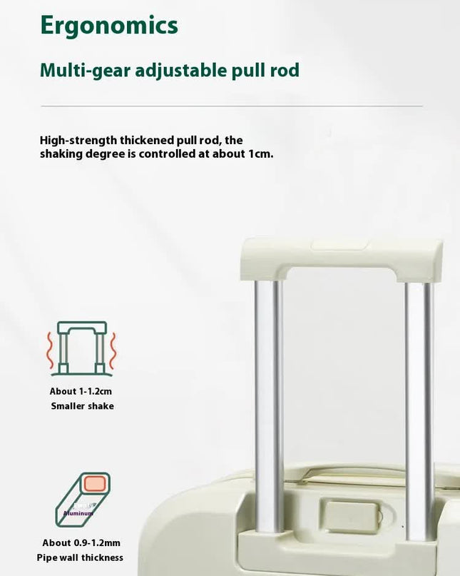 Smart Carry-On Luggage with Cup Holder & USB Charging Port - White Color Spinner Suitcase for Travel Convenience  24 inch