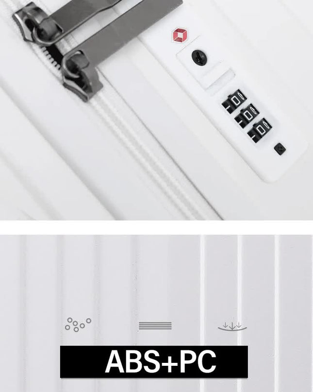 Smart Hard-Shell Luggage with USB Charging Port & Cup Holder - 24"Spinner Suitcase in White