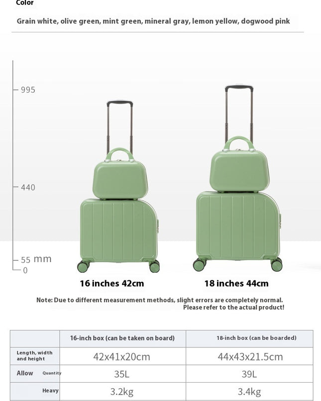 Grain White 18-Inch Lightweight Carry-On Luggage - Waterproof & Anti-Theft Suitcase with Silent Universal Wheels