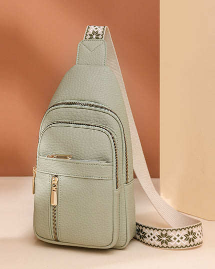 Green Stylish PU Leather Crossbody Sling Bag - Compact and Multi-Functional