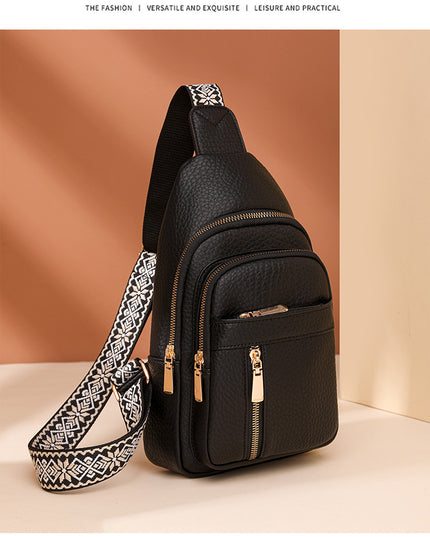 Black Stylish PU Leather Crossbody Sling Bag - Compact and Multi-Functional